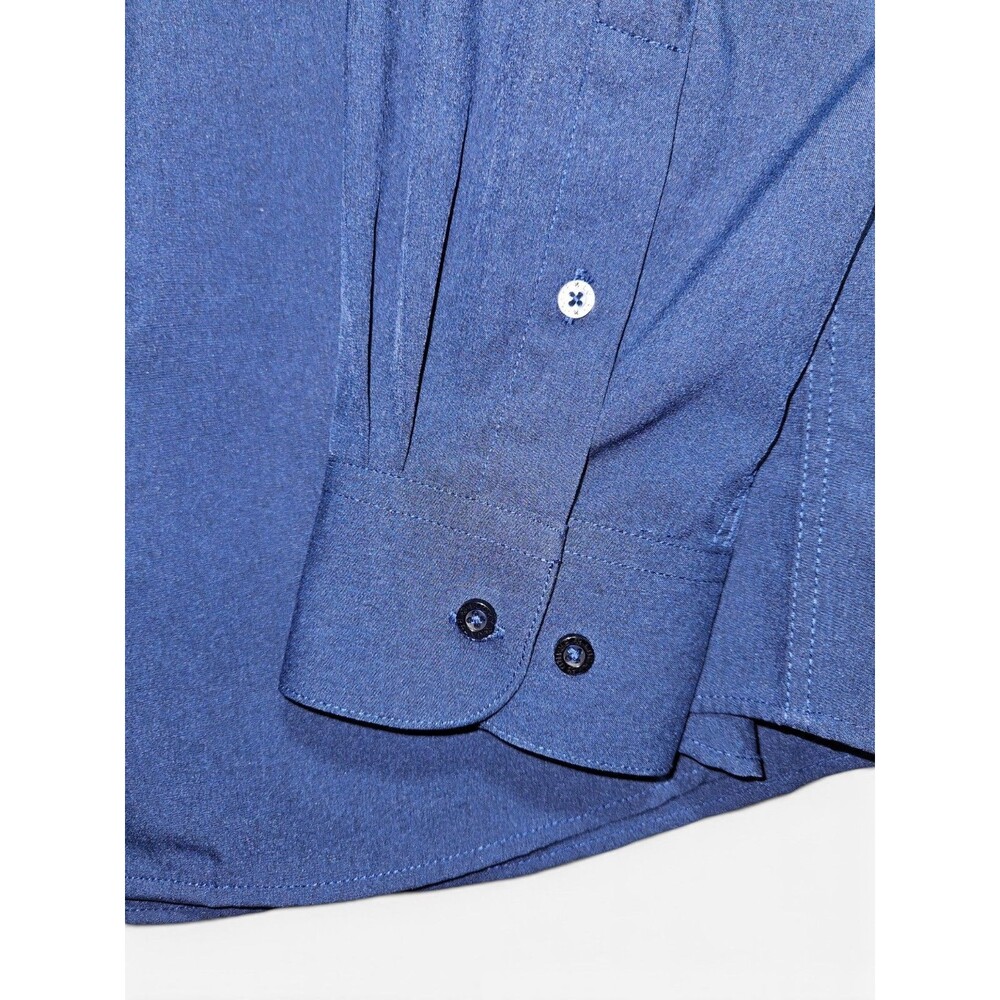 Lucky Brand Slim Fit Dress Shirt Mens XL 17-17.5 34/35 Blue 4-Way Stretch - Picture 8 of 13